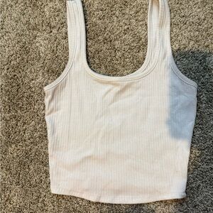 Women's Cream Ribbed Tank Top